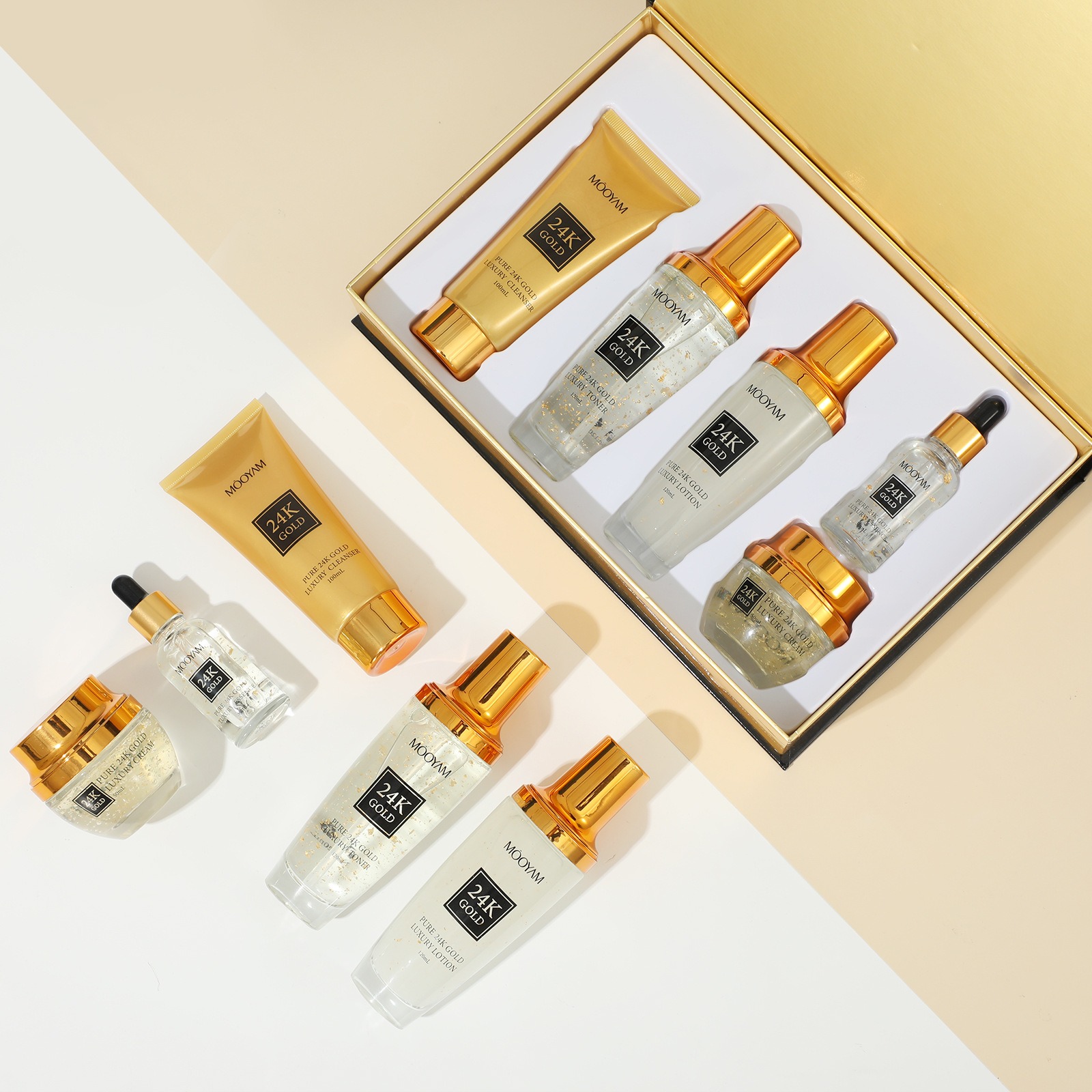 24K 골드 럭셔리 보습 안티 링클 세트 잔주름 감소  - Luxury Gold Skincare 리뷰 및 가격